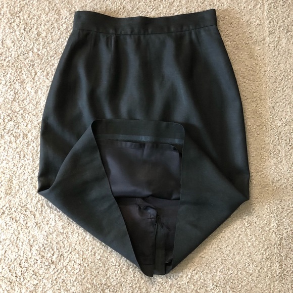 Vintage Barry Bricken Mark Shale Skirt 10 Linen Wool Pencil - Picture 5 of 11